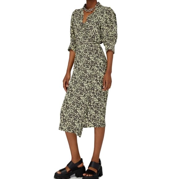 GANNI floral wrap midi dress - Picture 2 of 6